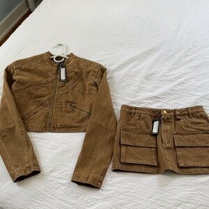 PrettyLittleThing Brown Skirt Set